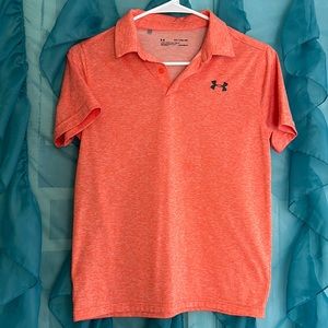Boys under armor, coral collared shirt